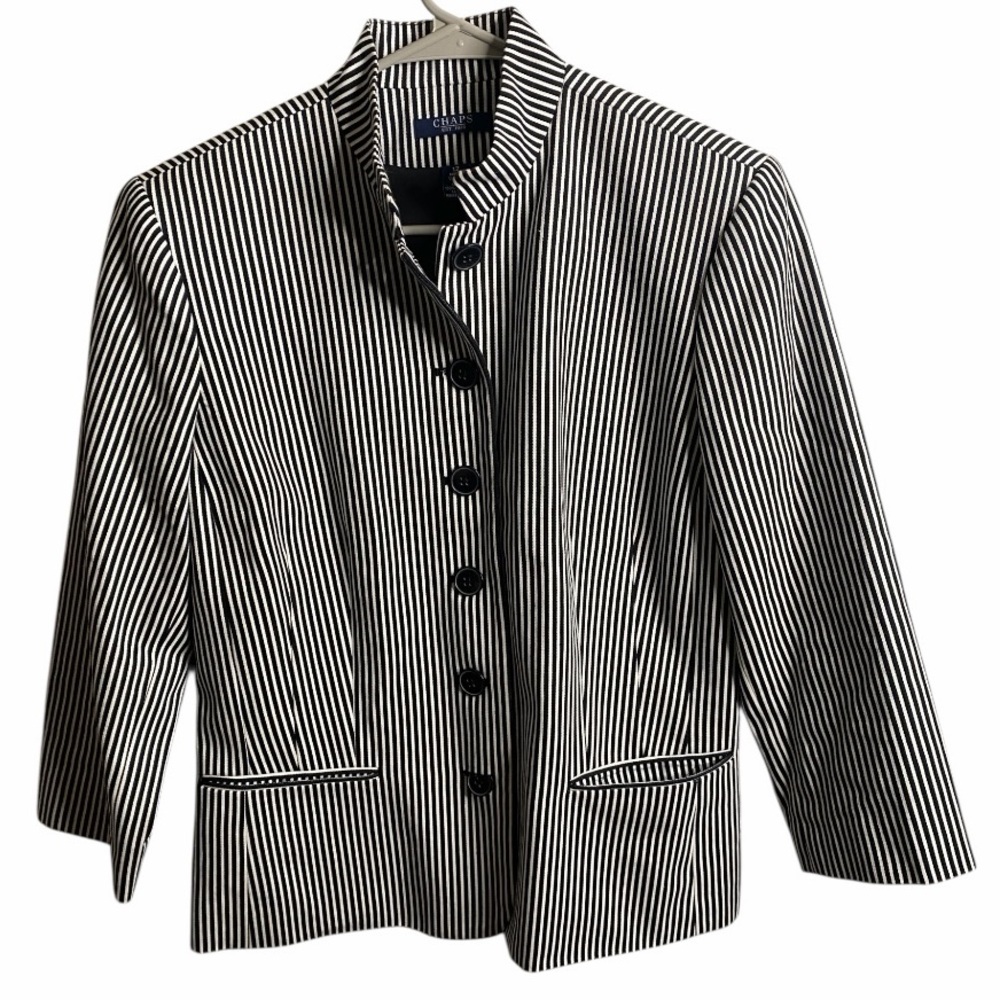 Chaps Black and White Striped Jacket